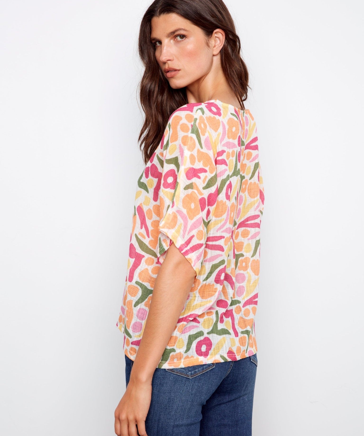 Printed Dolman Cotton Blouse - Charlie B - 690178768262 - Sugar River Shoppe - 