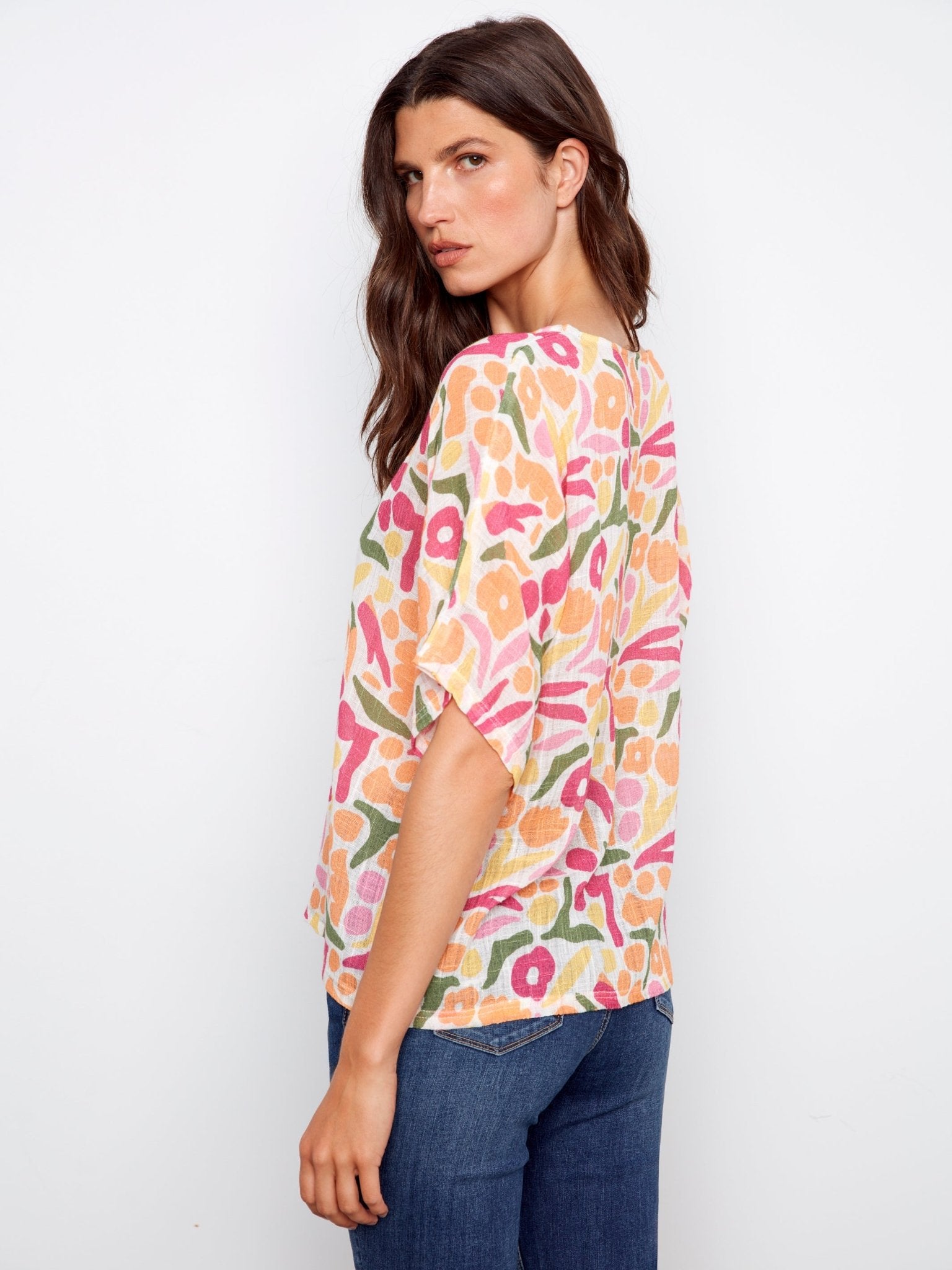 Printed Dolman Cotton Blouse - Charlie B - 690178768262 - Sugar River Shoppe - 