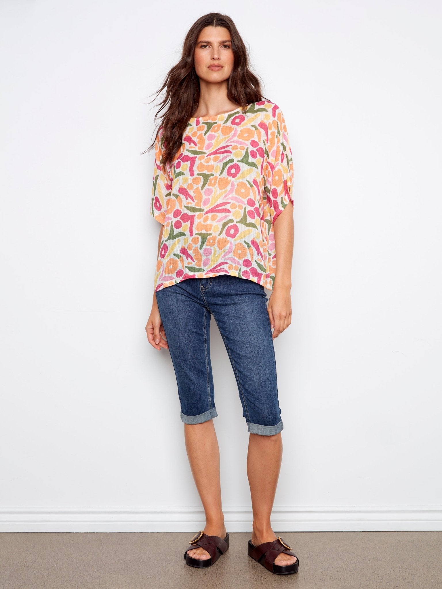 Printed Dolman Cotton Blouse - Charlie B - 690178768262 - Sugar River Shoppe - 