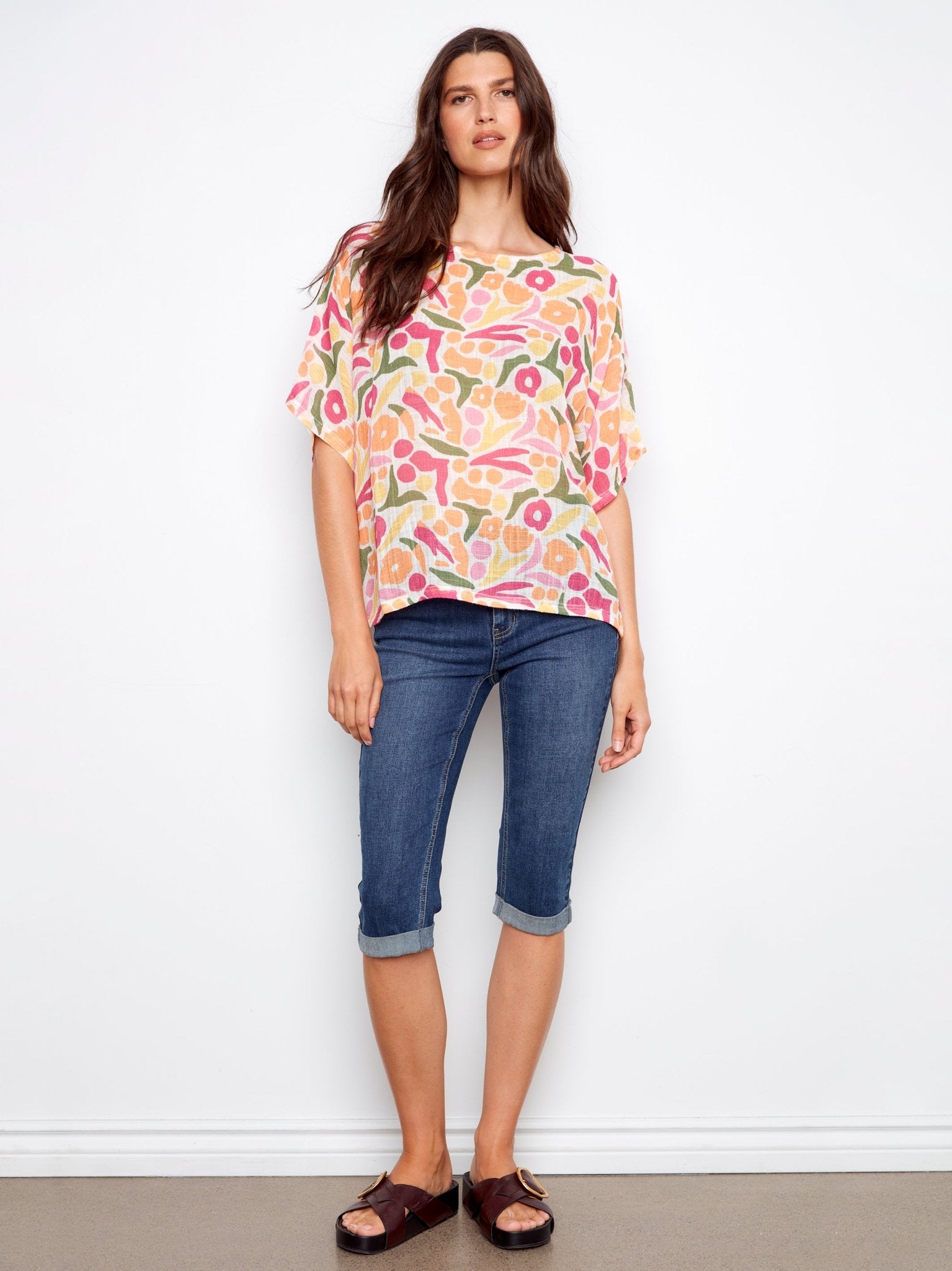 Printed Dolman Cotton Blouse - Charlie B - 690178768262 - Sugar River Shoppe - 