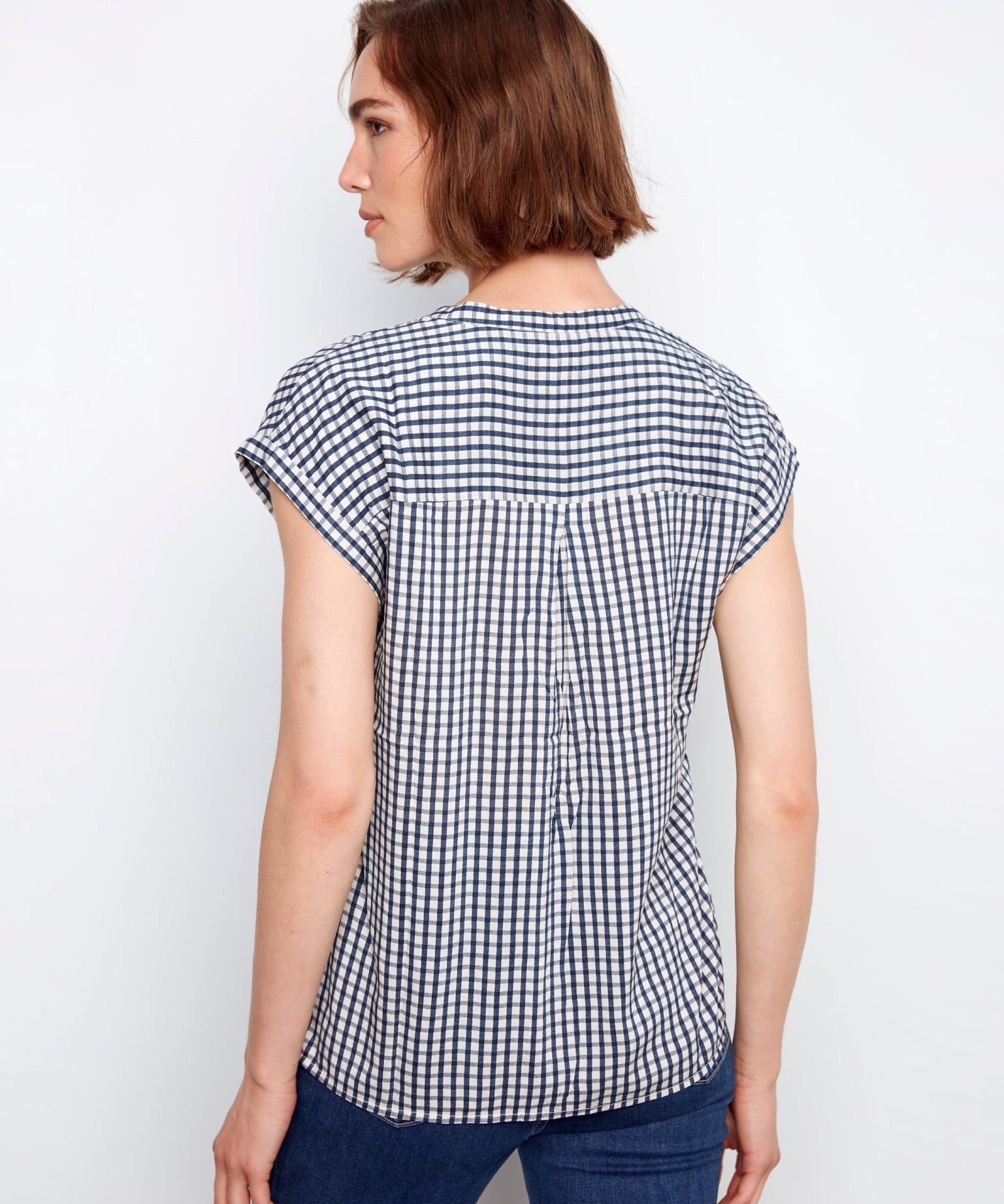 Printed Gingham Button - Up Blouse - Charlie B - 690178747441 - Sugar River Shoppe - 