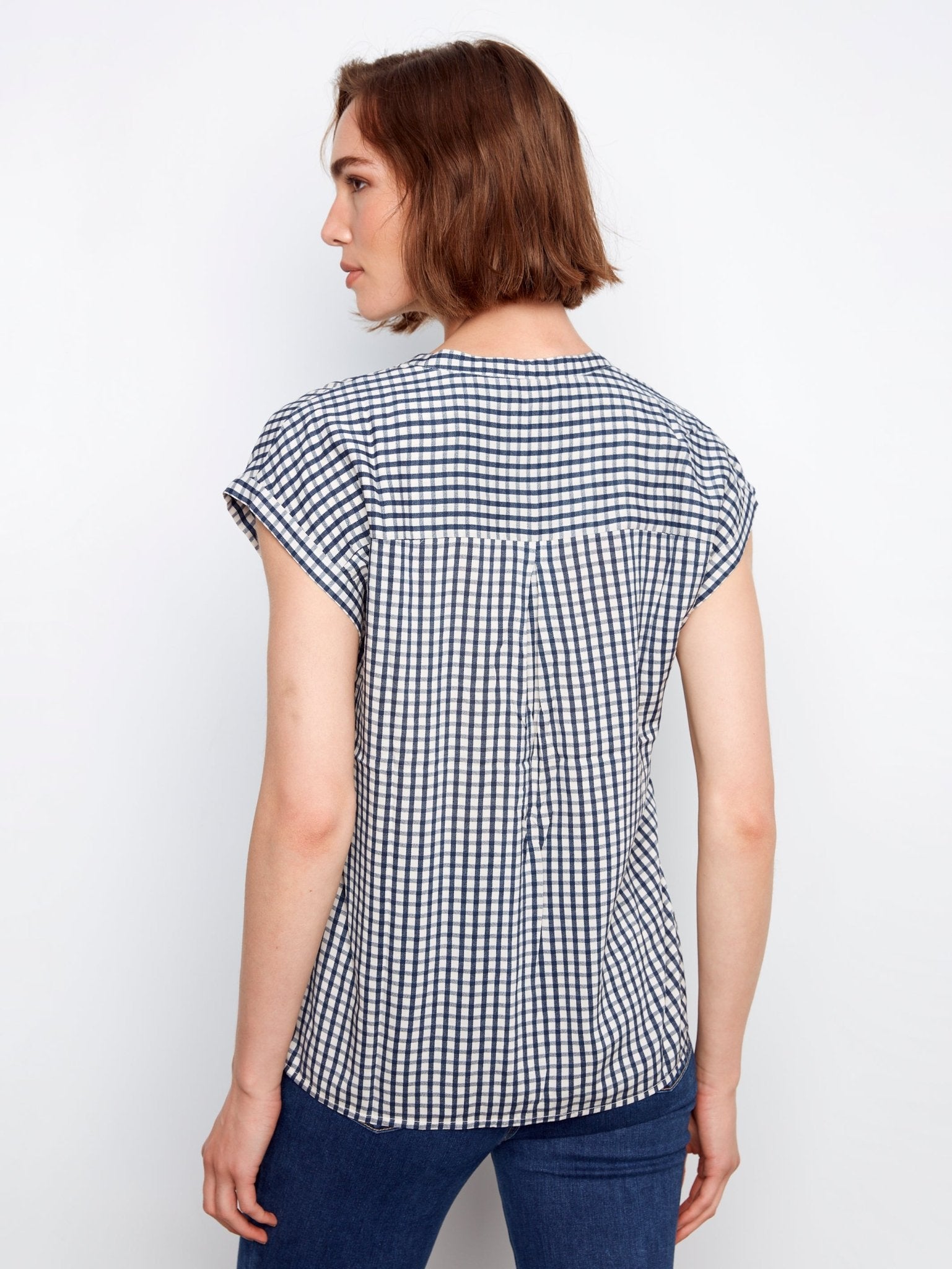 Printed Gingham Button - Up Blouse - Charlie B - 690178747441 - Sugar River Shoppe - 