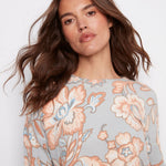 Printed Long Sleeved Crew Neck Sweater - Charlie B - 690178706592 - Sugar River Shoppe - 