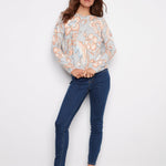 Printed Long Sleeved Crew Neck Sweater - Charlie B - 690178706592 - Sugar River Shoppe - 