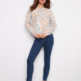 Printed Long Sleeved Crew Neck Sweater - Charlie B - 690178706592 - Sugar River Shoppe - 