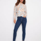 Printed Long Sleeved Crew Neck Sweater - Charlie B - 690178706592 - Sugar River Shoppe - 