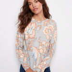 Printed Long Sleeved Crew Neck Sweater - Charlie B - 690178706592 - Sugar River Shoppe - 
