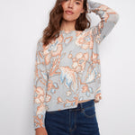 Printed Long Sleeved Crew Neck Sweater - Charlie B - 690178706592 - Sugar River Shoppe - 