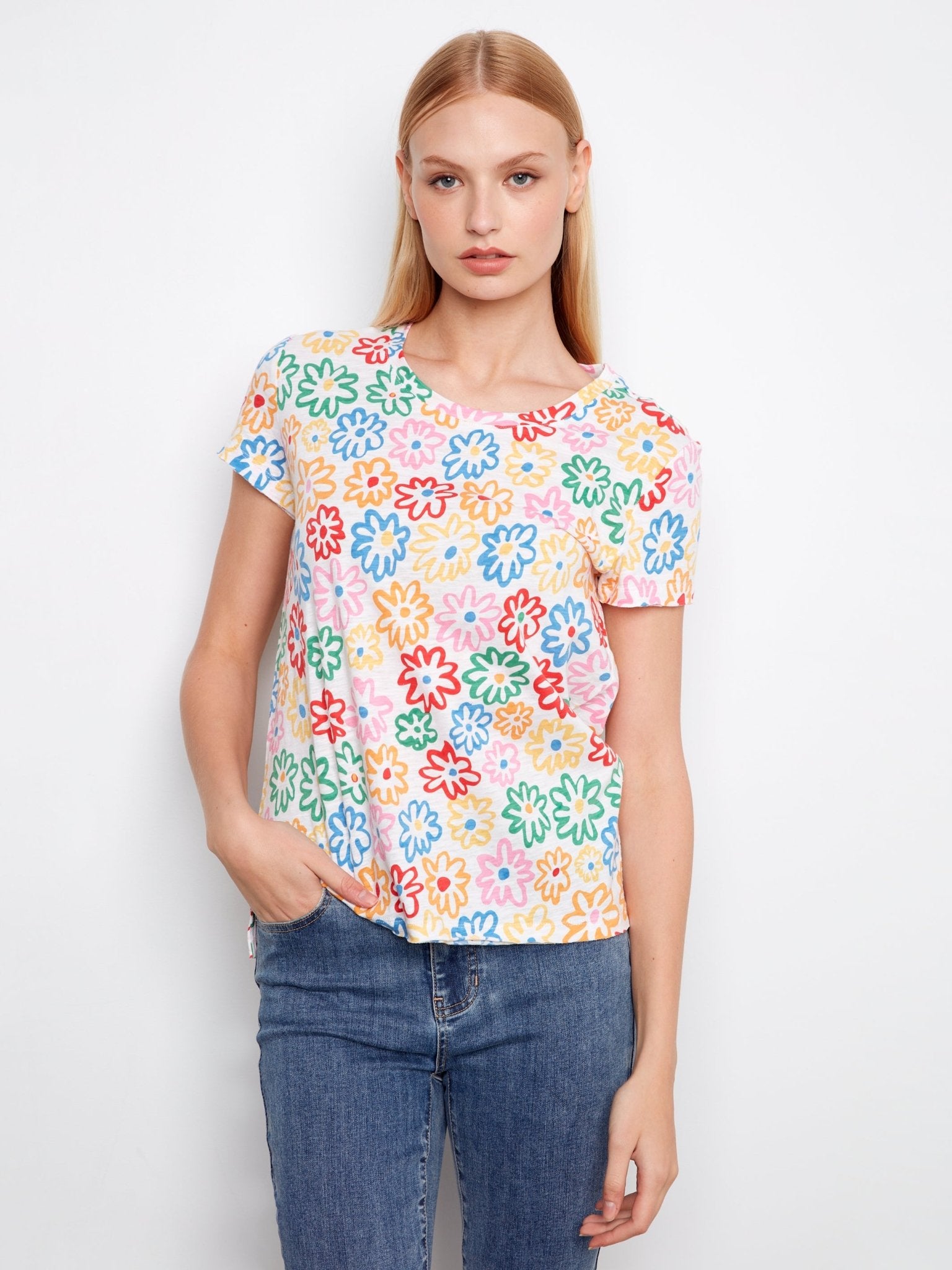 Printed Organic Cotton Jersey T-Shirt - Charlie B - 690178718250 - Sugar River Shoppe - 