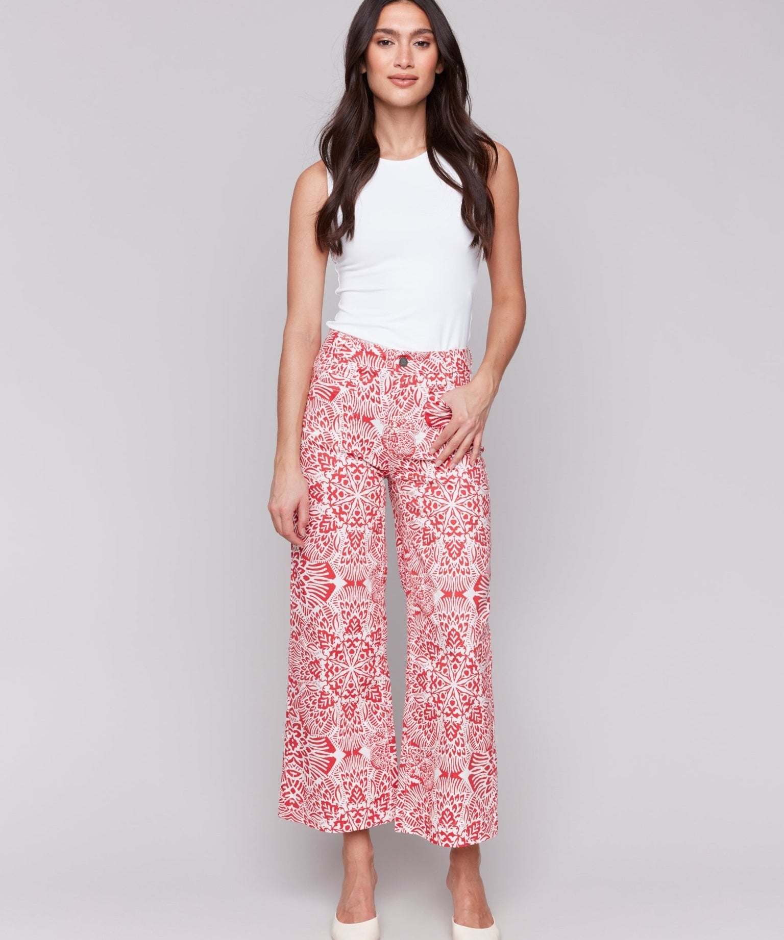 Printed Patch Pocket Flare Pants - Charlie B - 690178614064 - Sugar River Shoppe - 