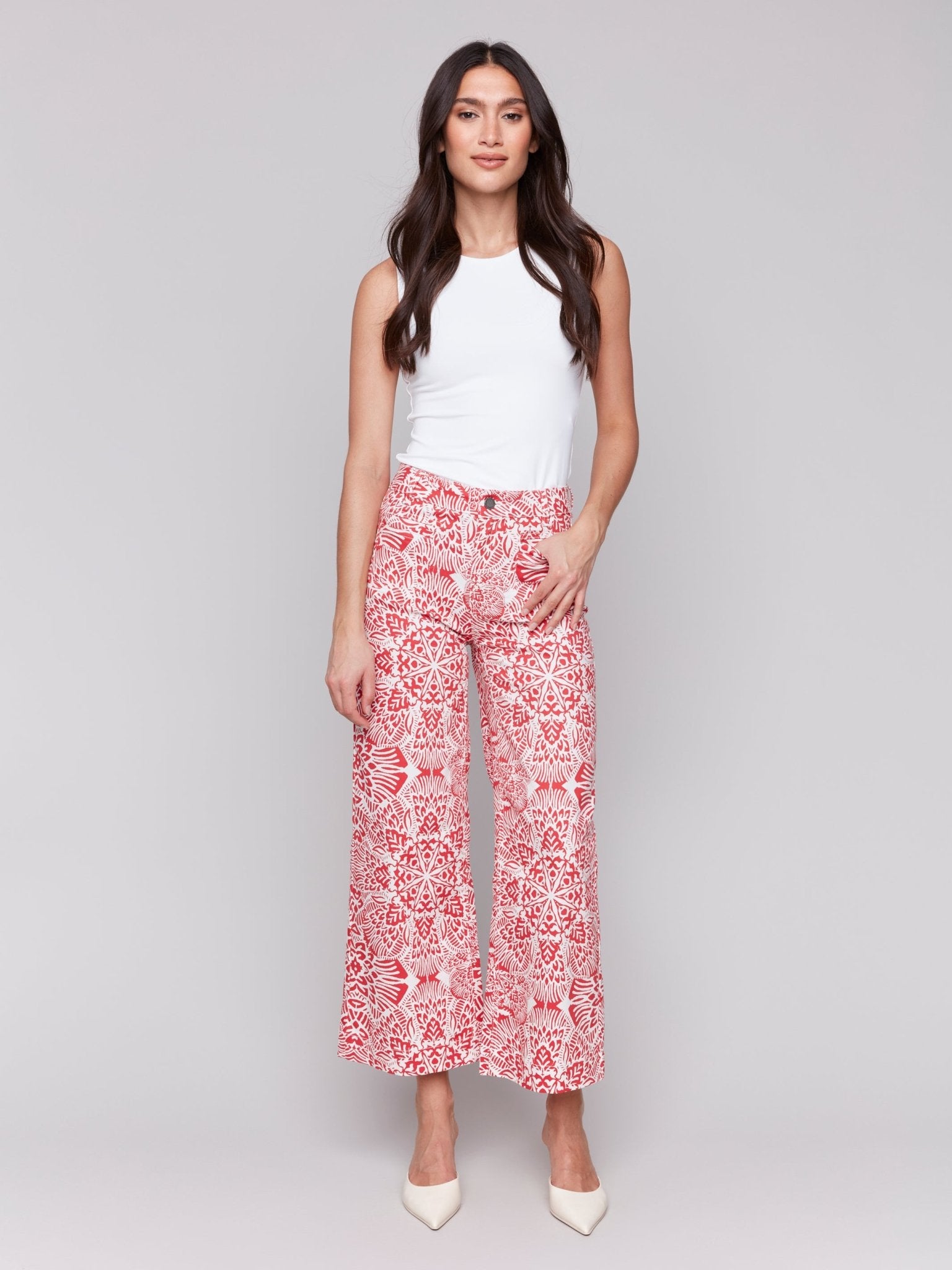 Printed Patch Pocket Flare Pants - Charlie B - 690178614064 - Sugar River Shoppe - 