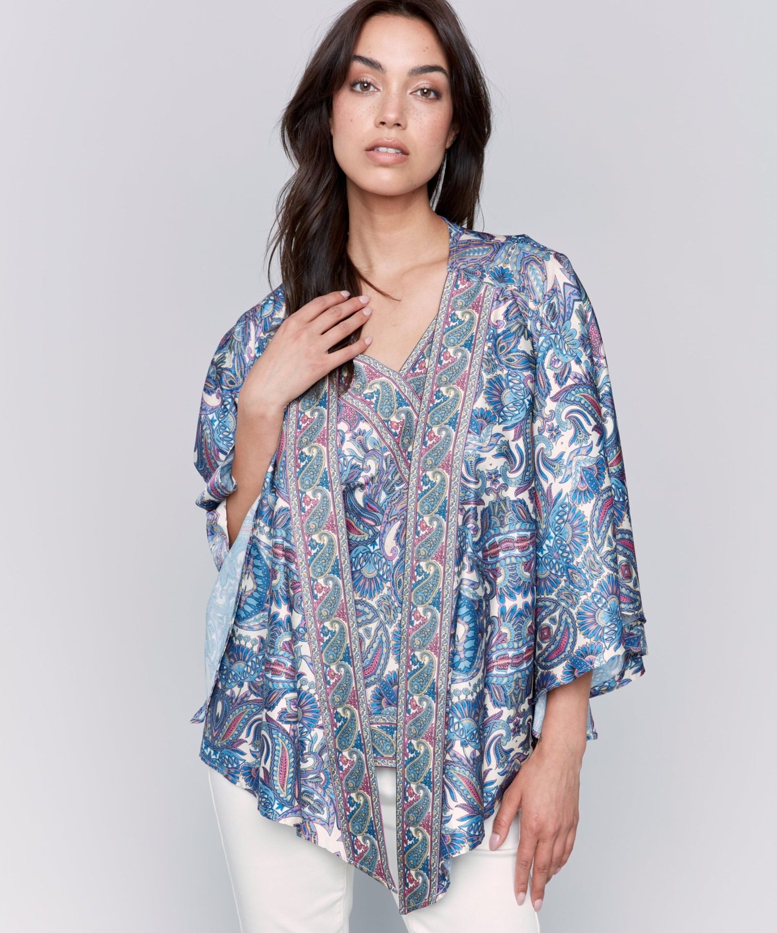Printed Satin Kimono - Charlie B - 690178609374 - Sugar River Shoppe - 