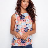 Printed Sleeveless Blouse with Back Keyhole - Charlie B - 690178746062 - Sugar River Shoppe - 