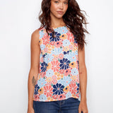 Printed Sleeveless Blouse with Back Keyhole - Charlie B - 690178746062 - Sugar River Shoppe - 