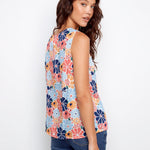 Printed Sleeveless Blouse with Back Keyhole - Charlie B - 690178746062 - Sugar River Shoppe - 