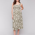 Printed Sleeveless Midi Dress with Shirring Detail - Charlie B - 690178629075 - Sugar River Shoppe - 