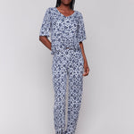 Printed V Neck Top With Twist Front - Charlie B - 690178619175 - Sugar River Shoppe - 