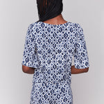 Printed V Neck Top With Twist Front - Charlie B - 690178619175 - Sugar River Shoppe - 