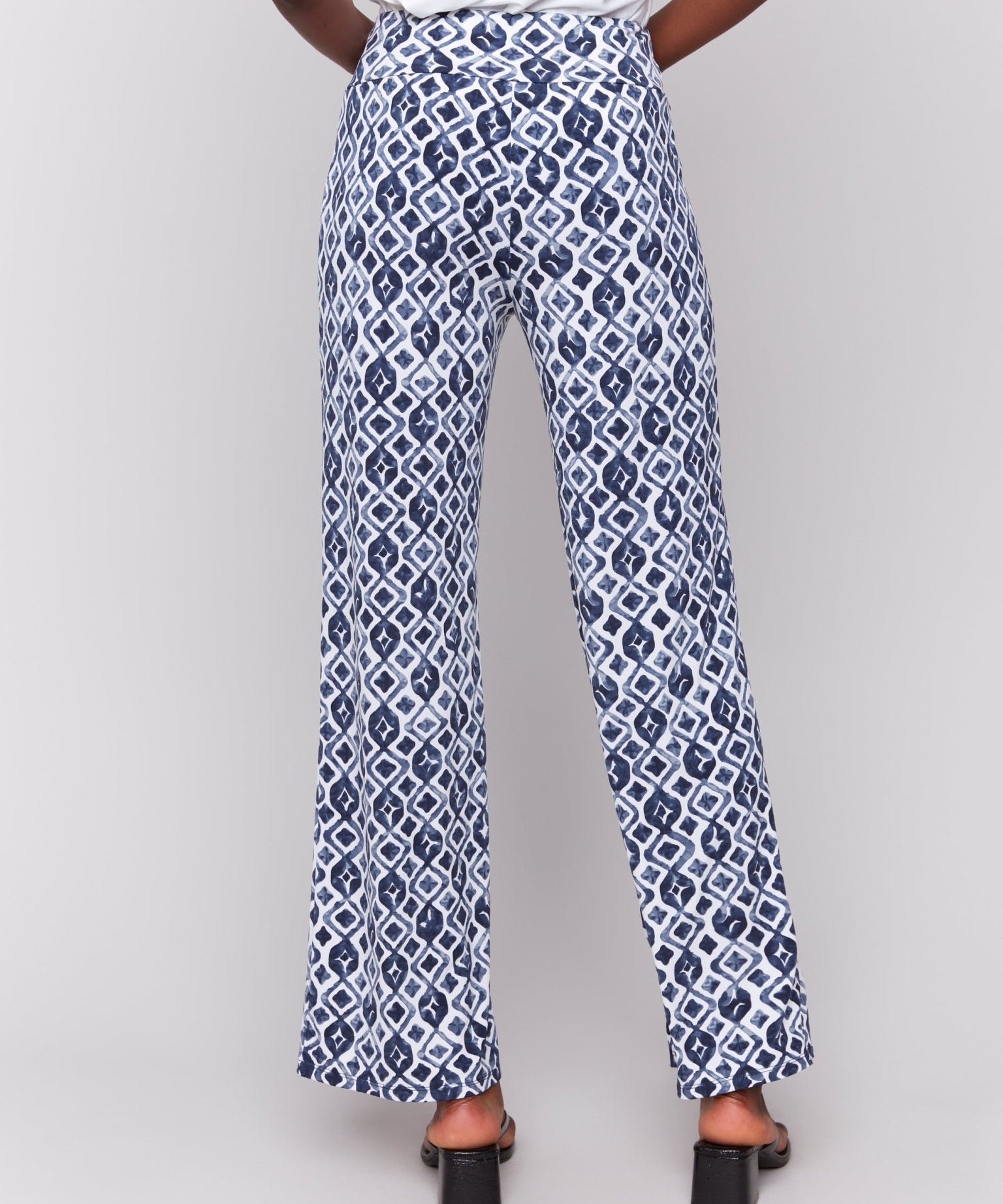 Printed Wide Leg Pants with Front Slits - Charlie B - 690178619236 - Sugar River Shoppe - 