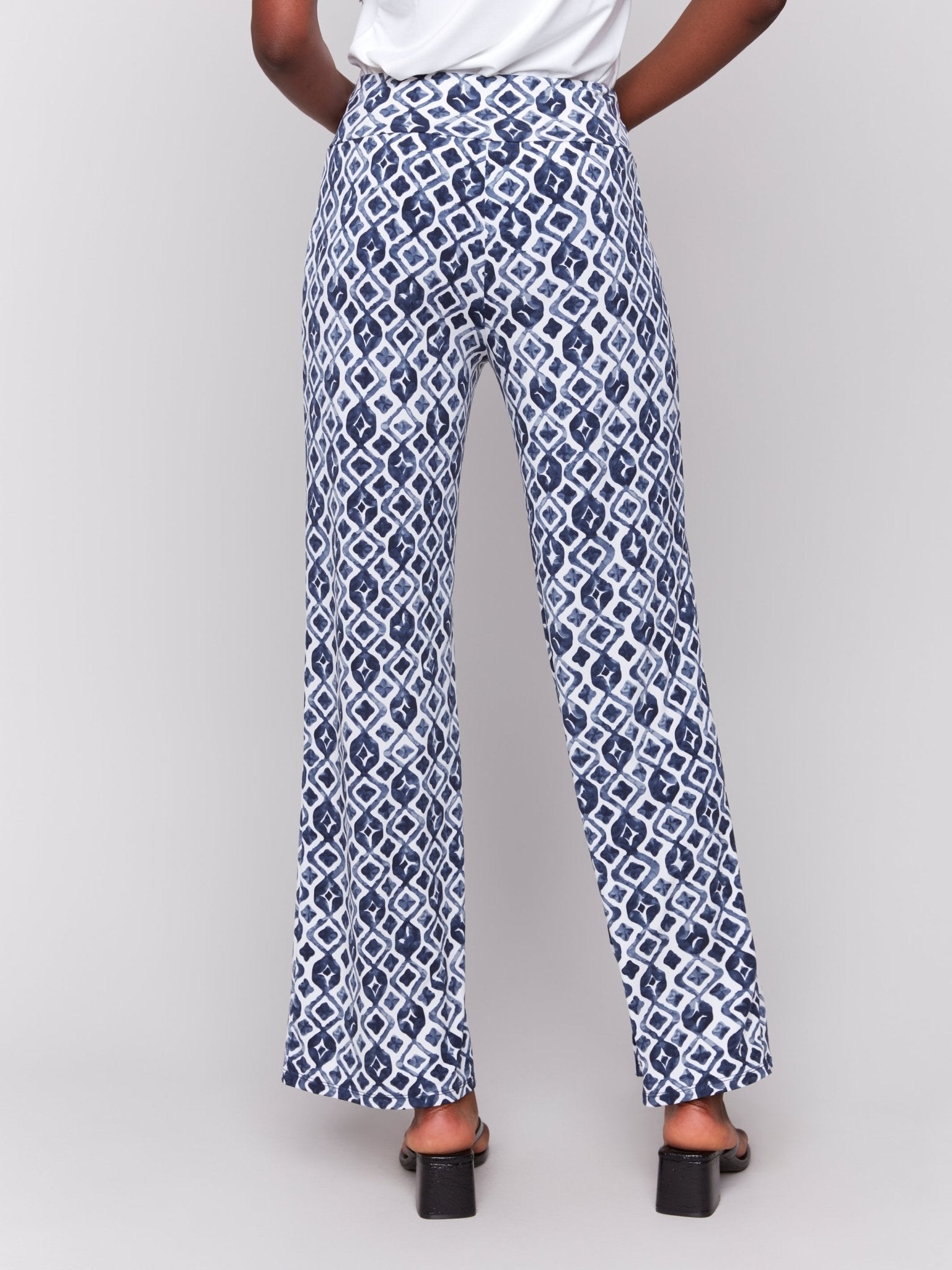 Printed Wide Leg Pants with Front Slits - Charlie B - 690178619236 - Sugar River Shoppe - 