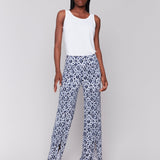 Printed Wide Leg Pants with Front Slits - Charlie B - 690178619236 - Sugar River Shoppe - 
