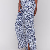 Printed Wide Leg Pants with Front Slits - Charlie B - 690178619236 - Sugar River Shoppe - 