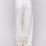 Pull - On Linen Pants with Eyelet Embroidery - Charlie B - 690178589430 - Sugar River Shoppe - 