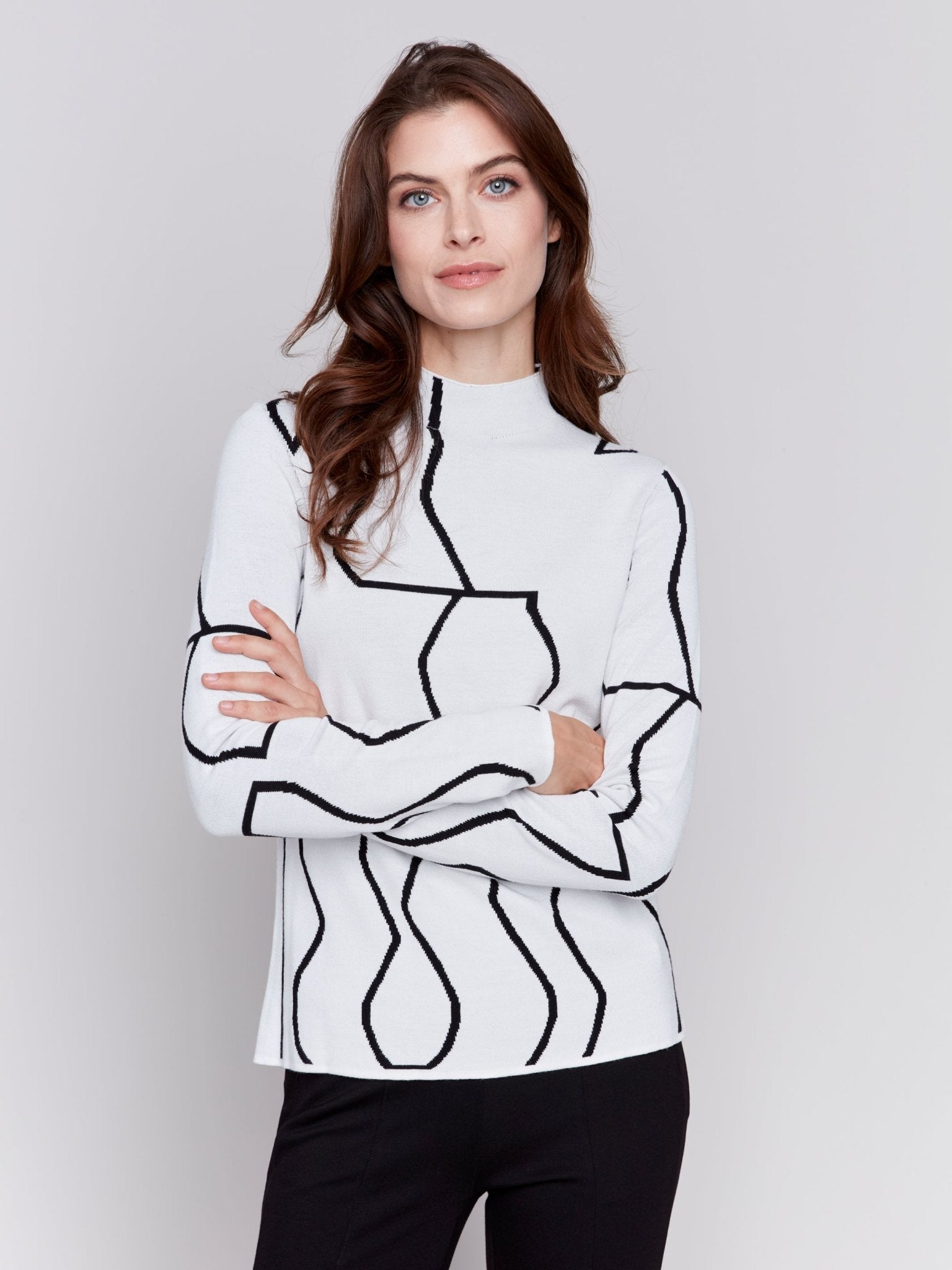 Reversible Mock Neck Fitted Sweater - Charlie B - 690178537141 - Sugar River Shoppe - 