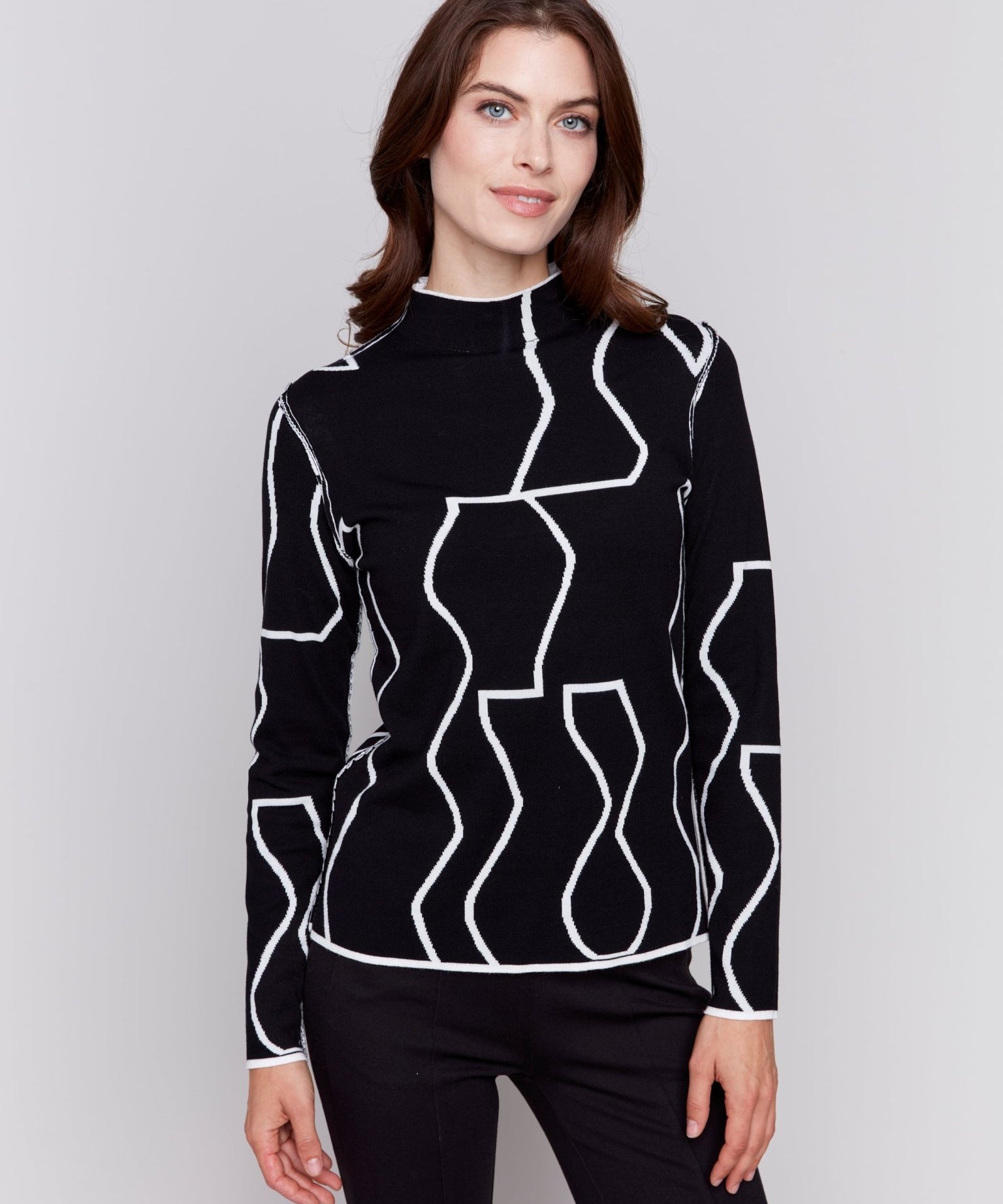 Reversible Mock Neck Fitted Sweater - Charlie B - 690178537141 - Sugar River Shoppe - 