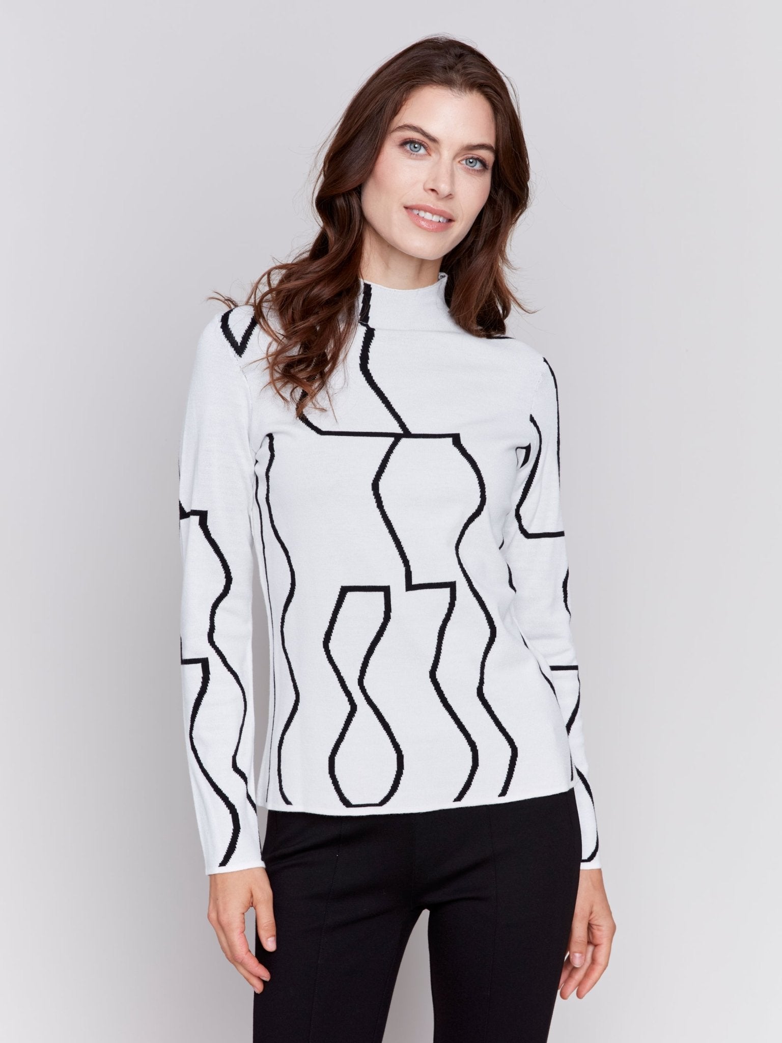Reversible Mock Neck Fitted Sweater - Charlie B - 690178537141 - Sugar River Shoppe - 