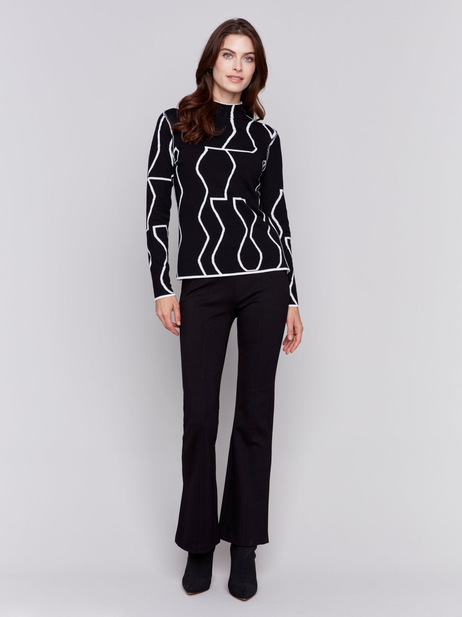 Reversible Mock Neck Fitted Sweater - Charlie B - 690178537141 - Sugar River Shoppe - 