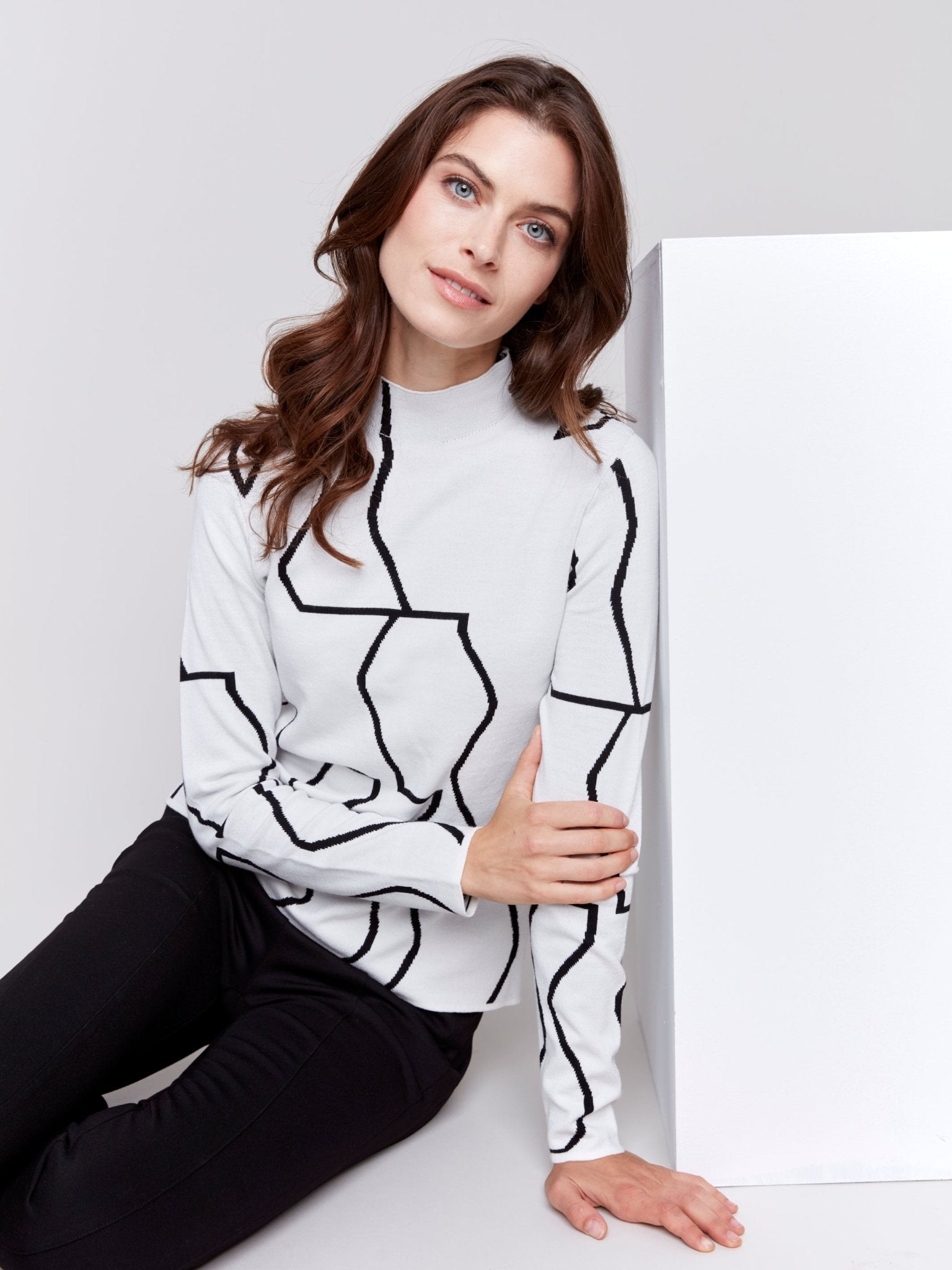 Reversible Mock Neck Fitted Sweater - Charlie B - 690178537141 - Sugar River Shoppe - 