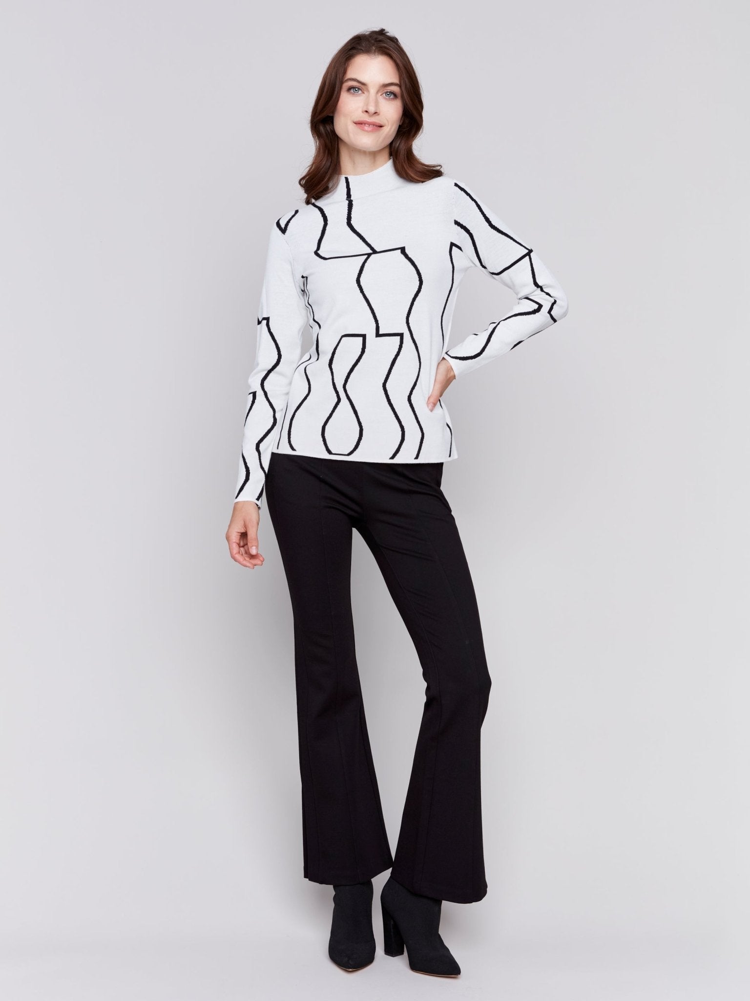 Reversible Mock Neck Fitted Sweater - Charlie B - 690178537141 - Sugar River Shoppe - 