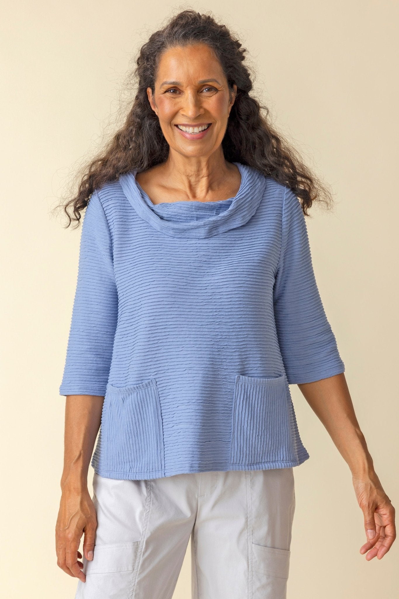 Ripple Effect Drape Neck Top - Habitat - 194451543633 - Sugar River Shoppe - 