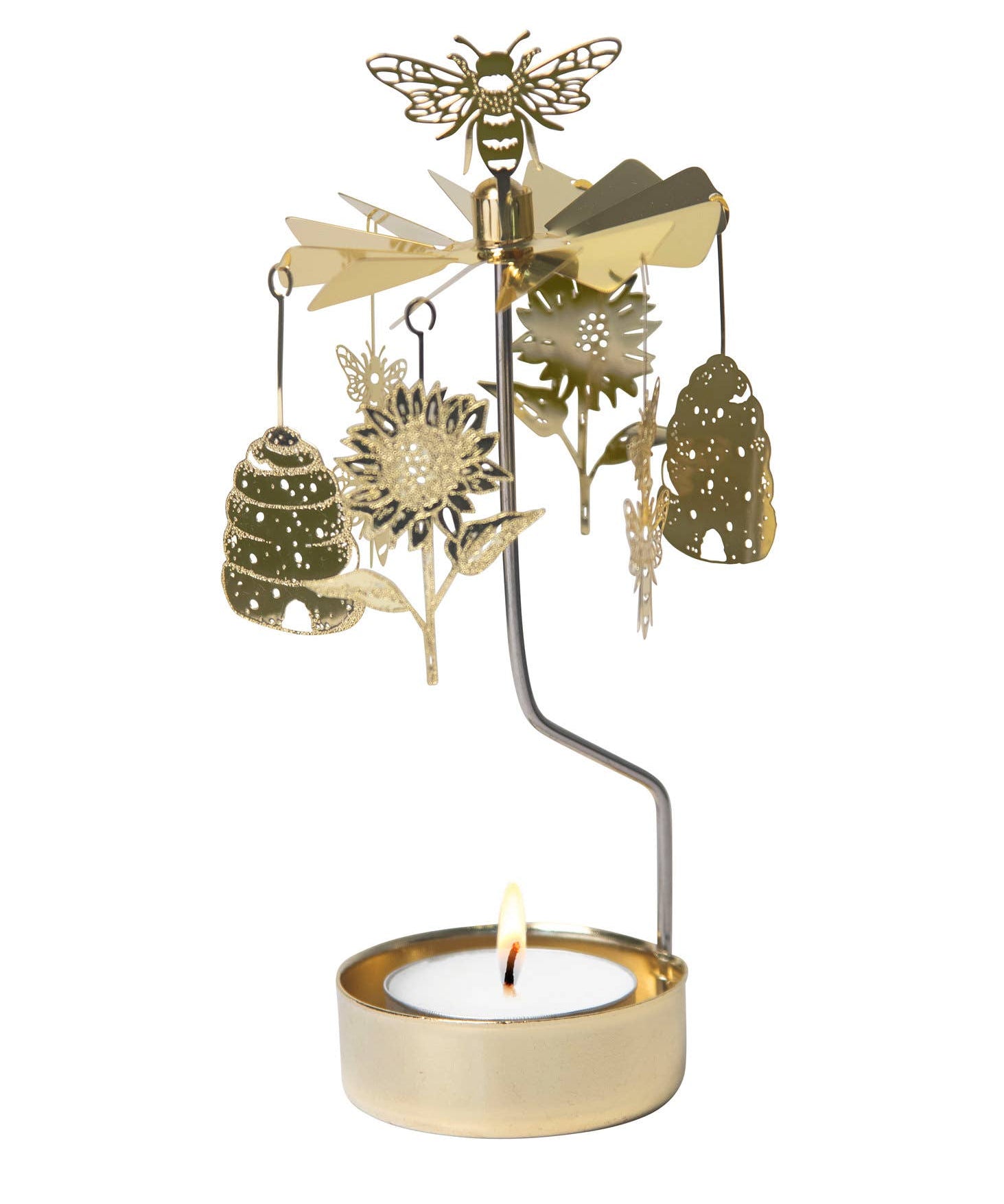 Rotary Candleholder, Bee Mine, Gold - Talla Imports - 7330123006324 - Sugar River Shoppe - 