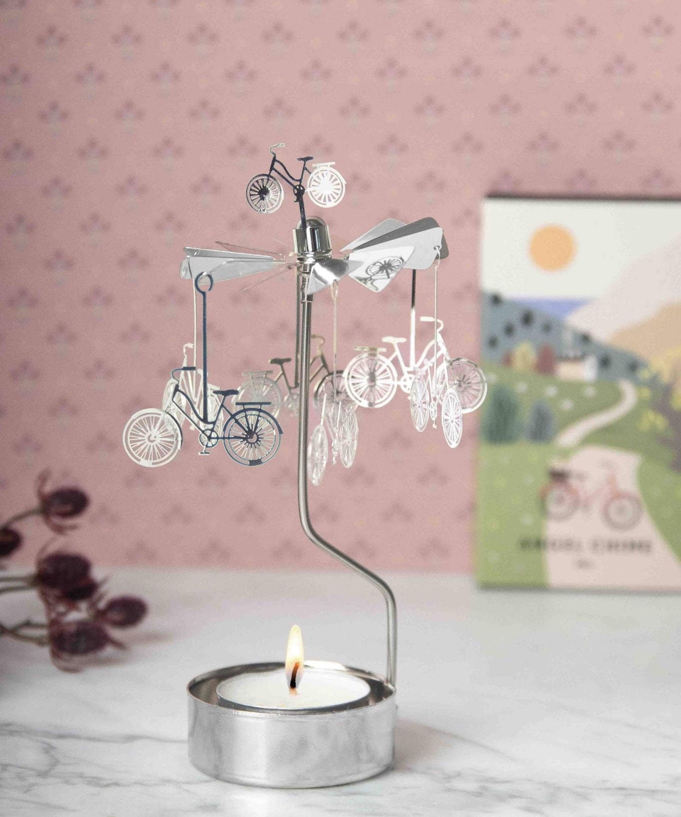 Rotary Candleholder, Bike - Talla Imports - 7350027567950 - Sugar River Shoppe - 
