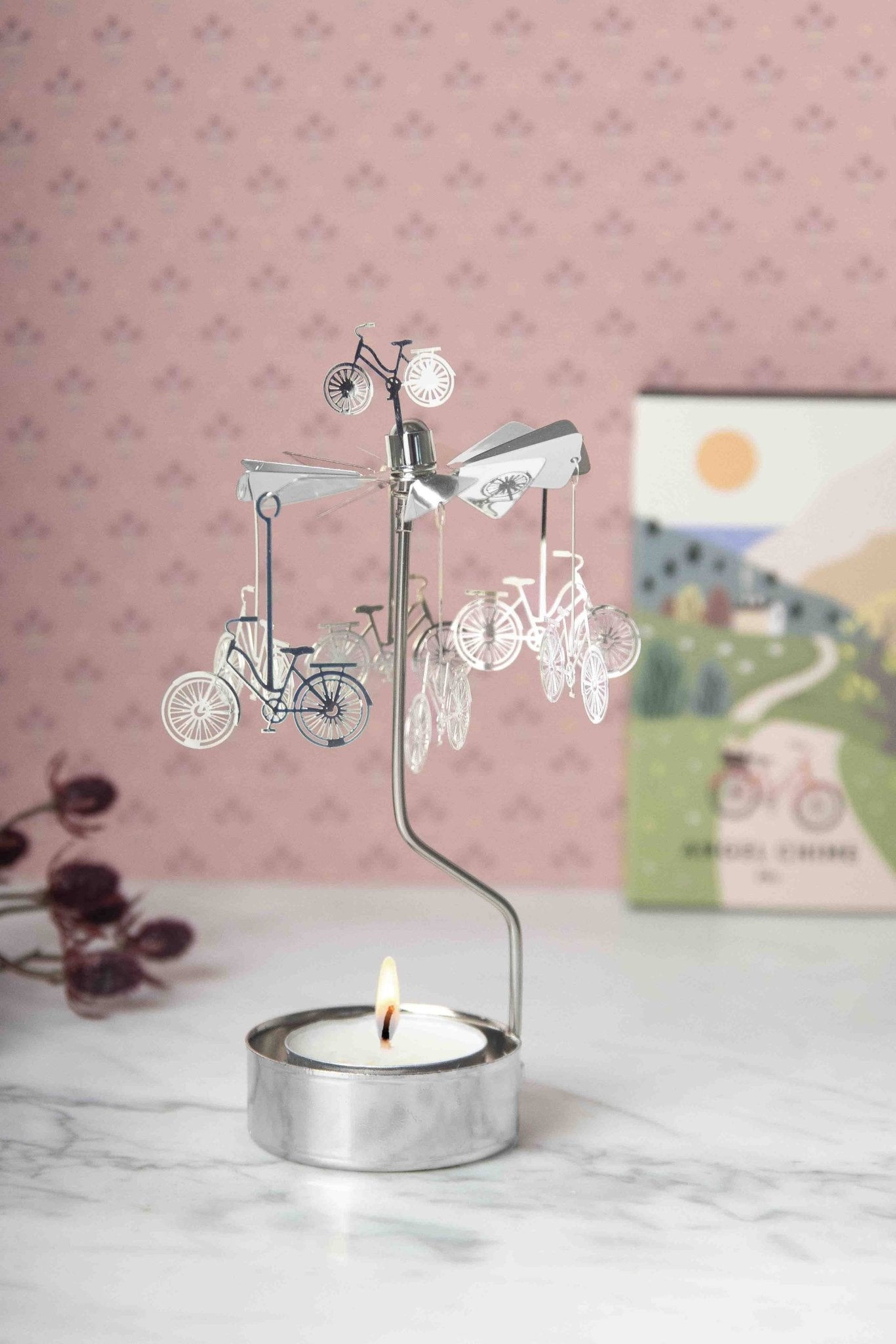 Rotary Candleholder, Bike - Talla Imports - 7350027567950 - Sugar River Shoppe - 