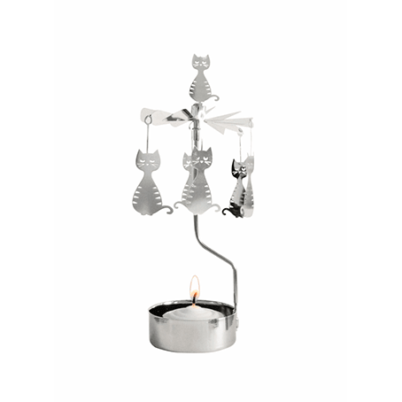 Rotary Candleholder Dodgy Cat with tea light - Nordic Dreams - 7330123000018 - Sugar River Shoppe - 