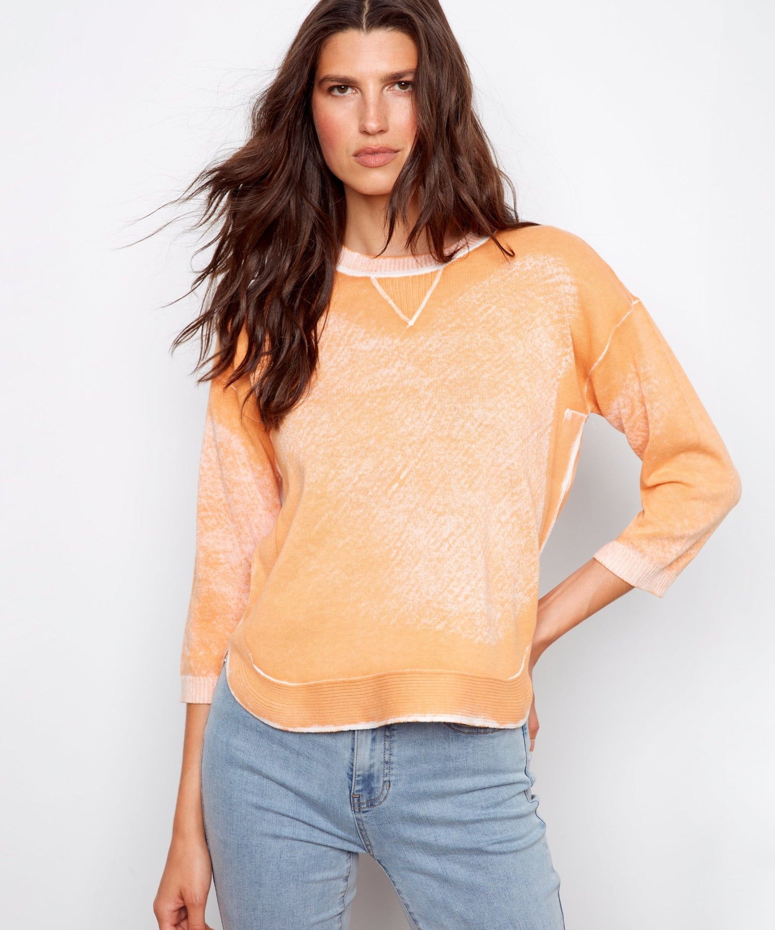 Round Hem Cotton Sweater - Charlie B - 690178745720 - Sugar River Shoppe - 