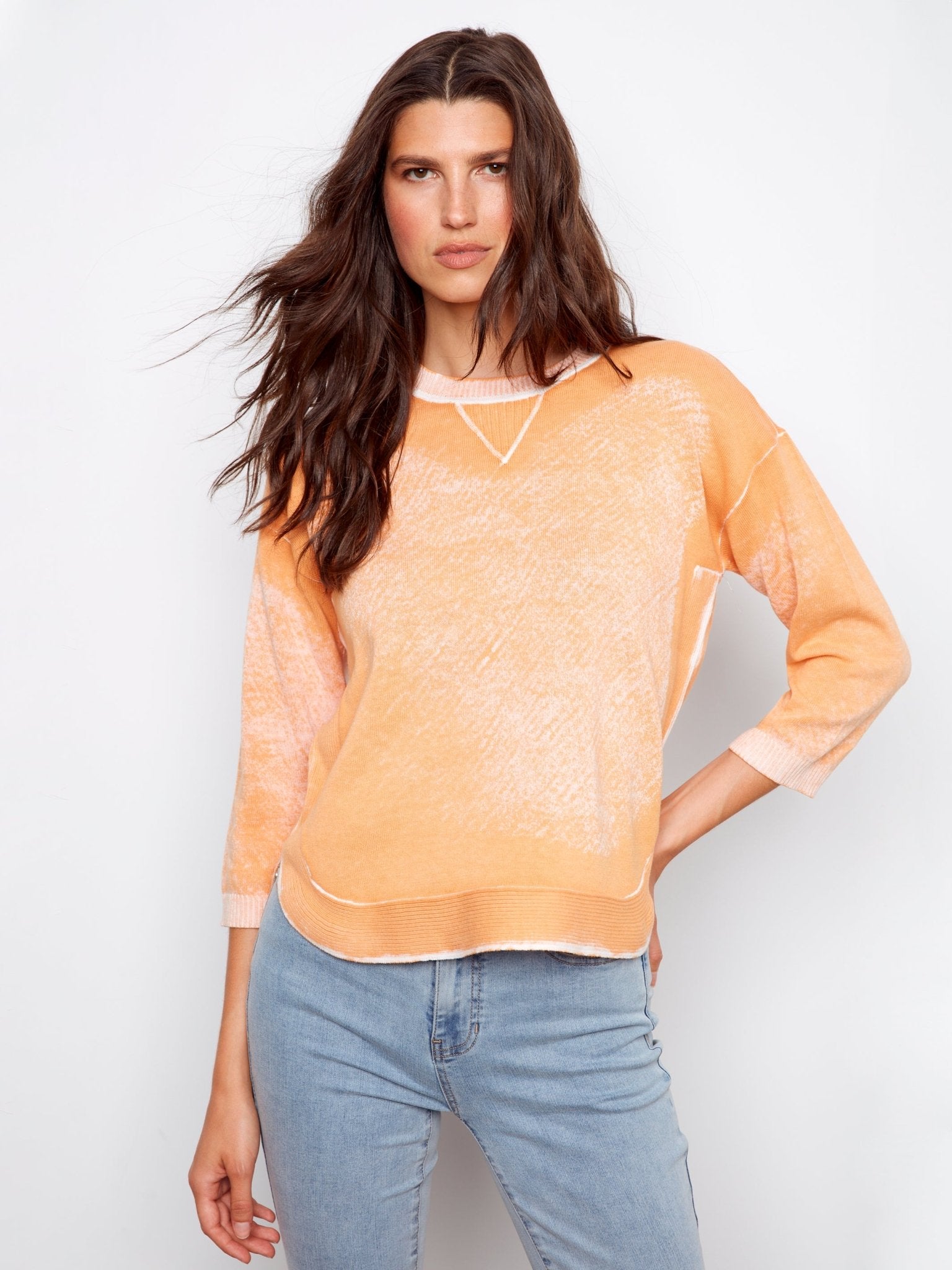 Round Hem Cotton Sweater - Charlie B - 690178745720 - Sugar River Shoppe - 