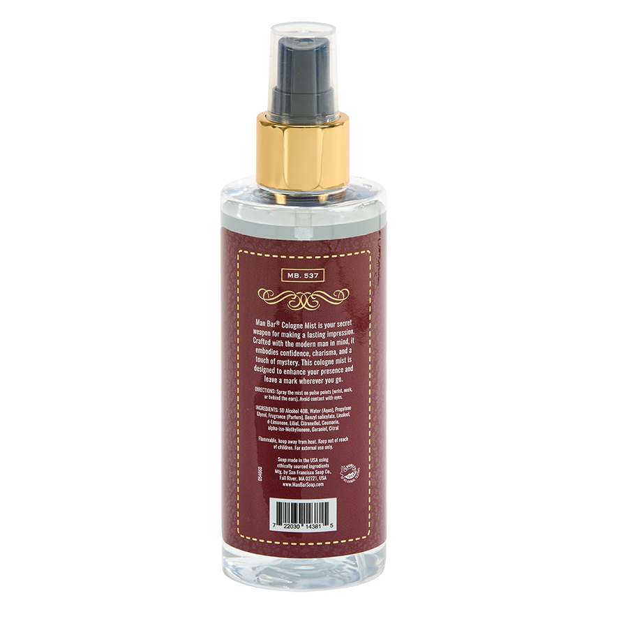 Man Bar Cologne Mist- Exotic Musk & Sandalwood - Sugar River Shoppe