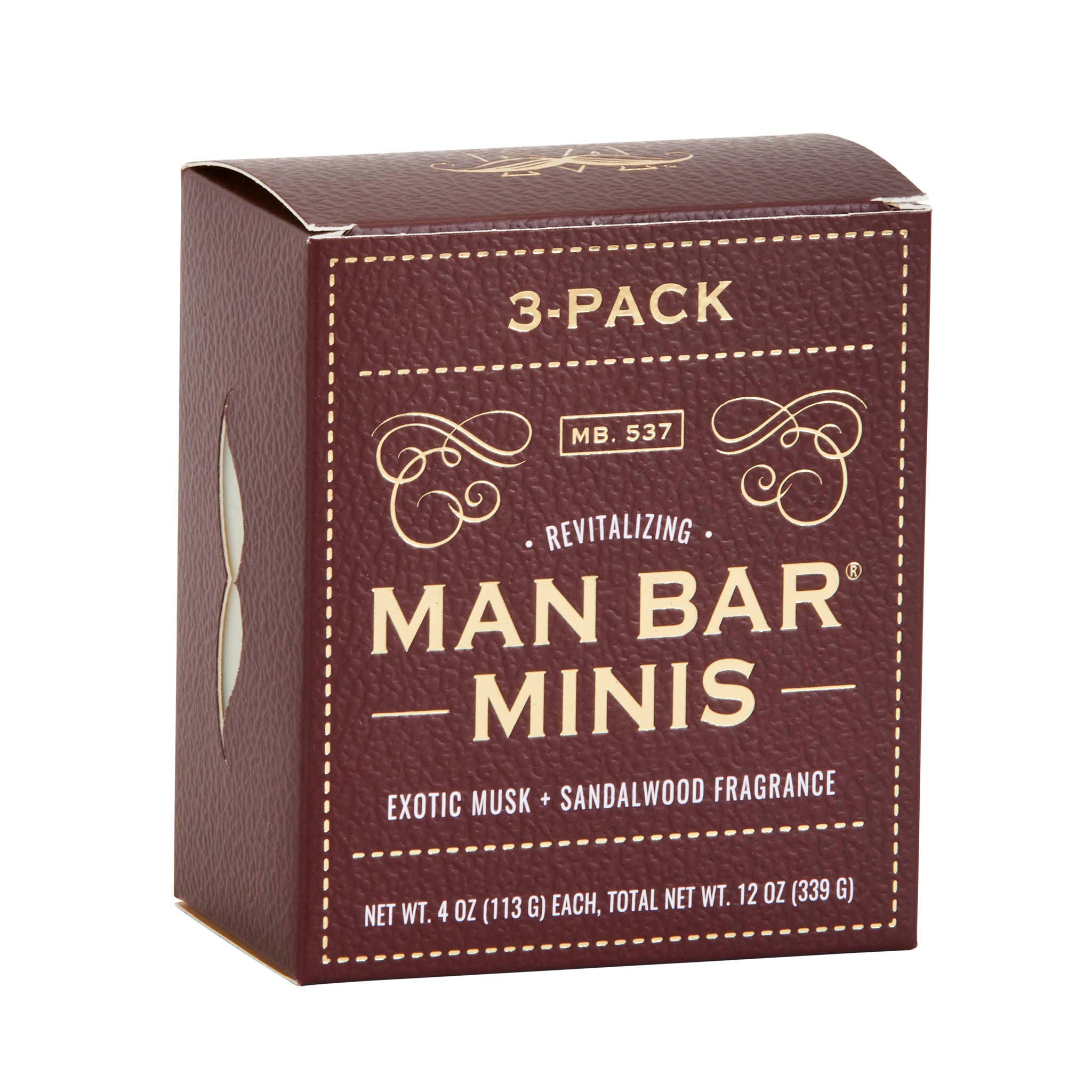 Man Bar Miniature Soap - Exotic Musk & Sandalwood 3pc Gift Set - Sugar River Shoppe