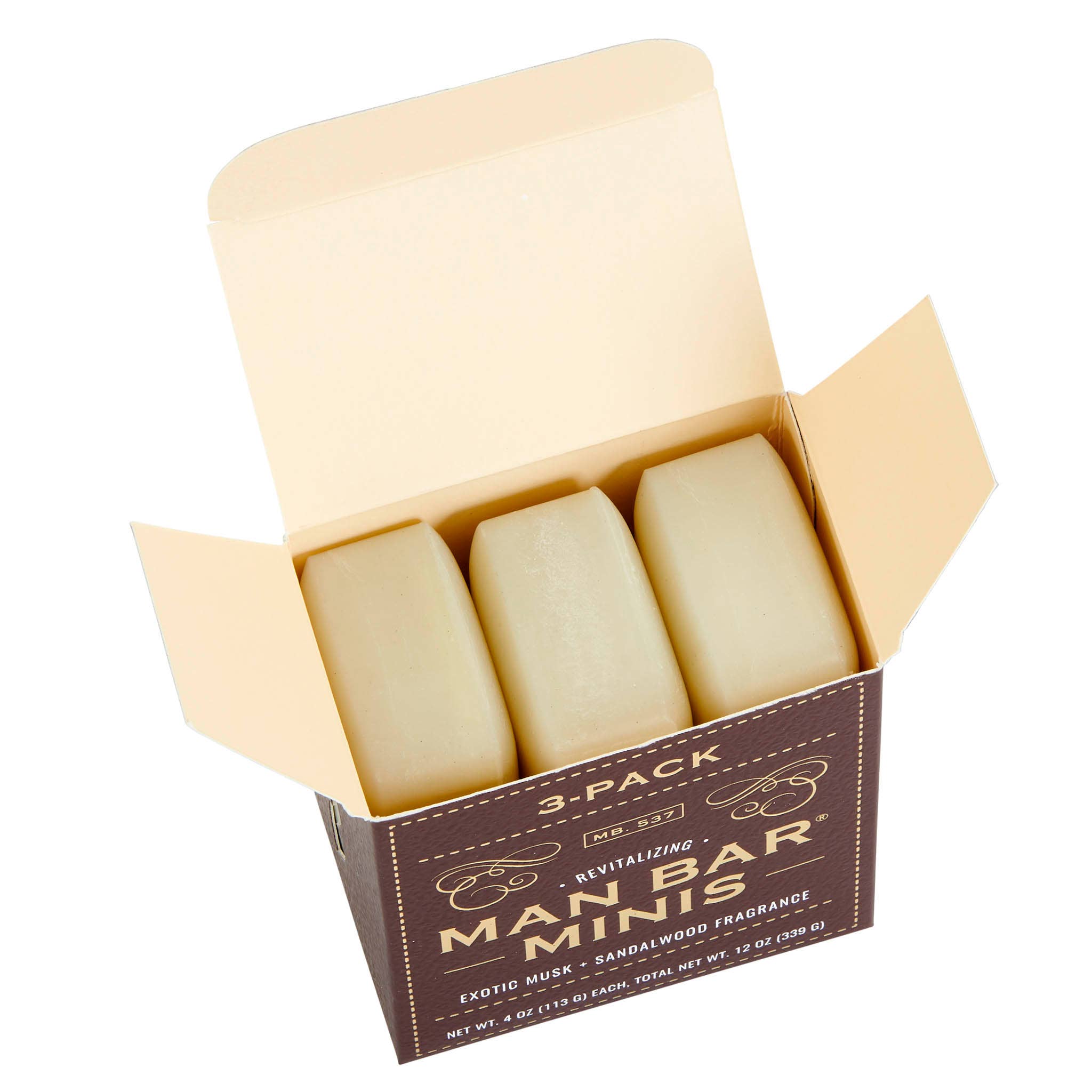 Man Bar Miniature Soap - Exotic Musk & Sandalwood 3pc Gift Set - Sugar River Shoppe