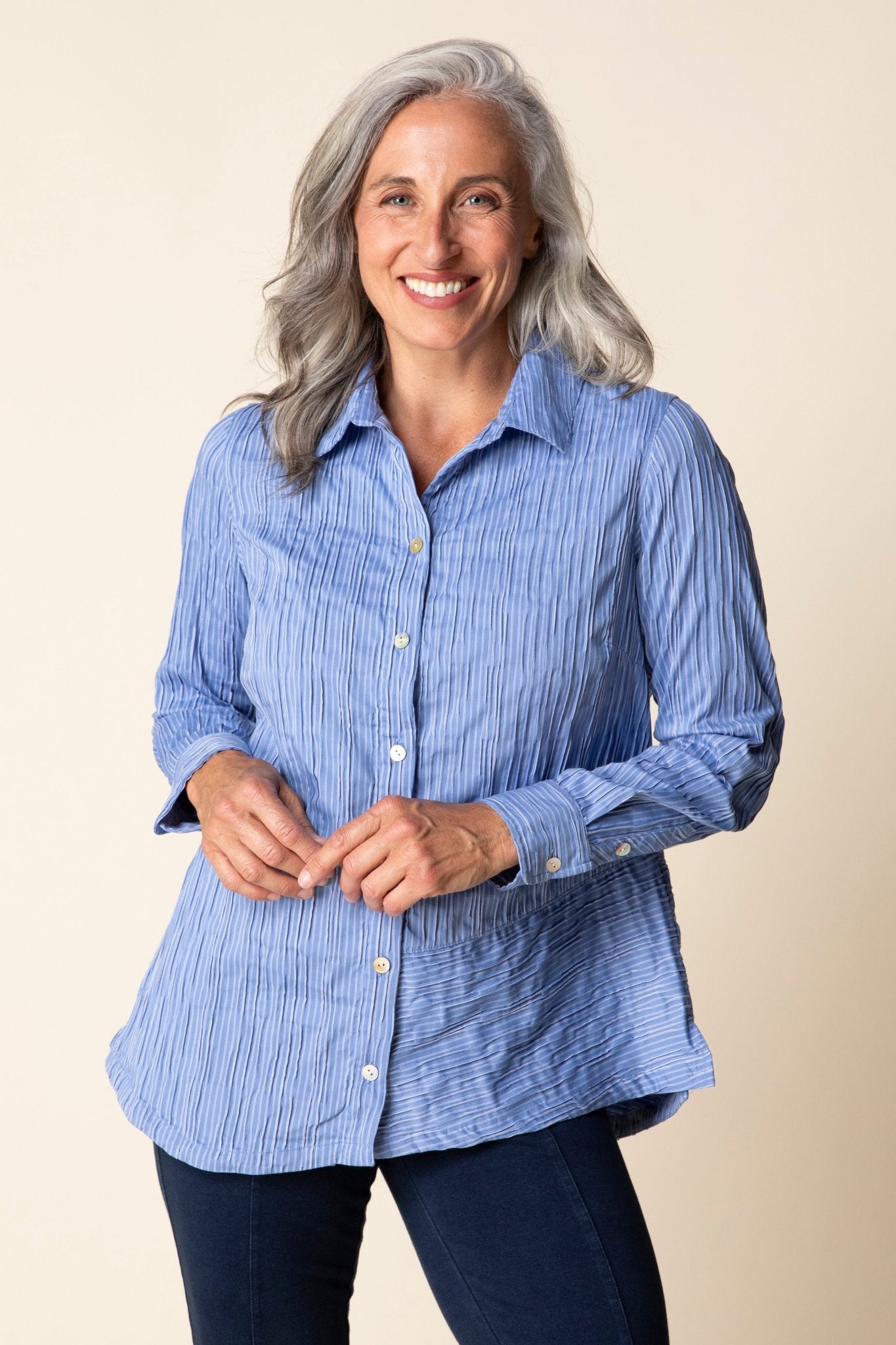 Santorini Stripe Selene Shirt - Habitat - 194451677338 - Sugar River Shoppe - 