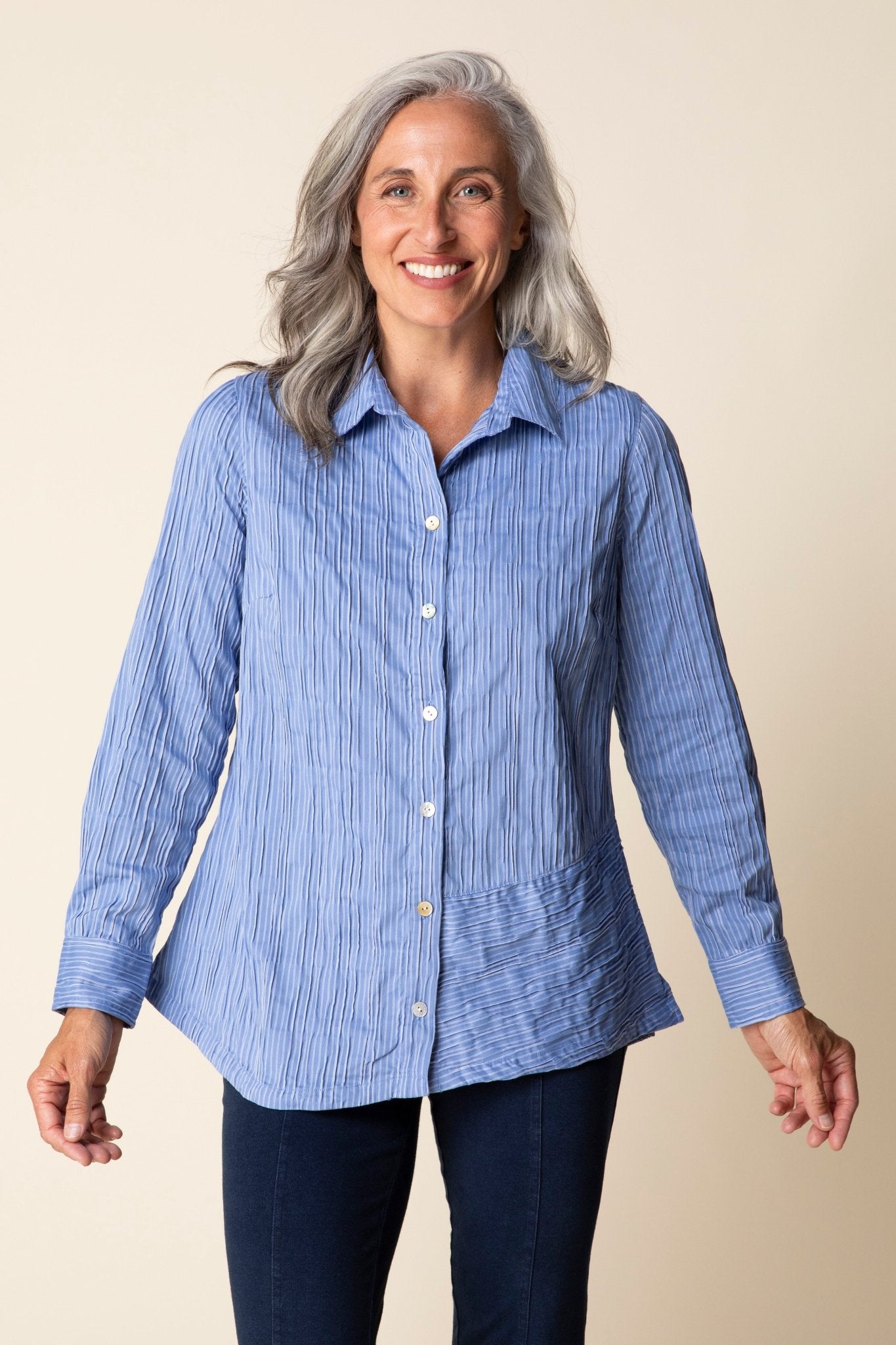 Santorini Stripe Selene Shirt - Habitat - 194451677338 - Sugar River Shoppe - 