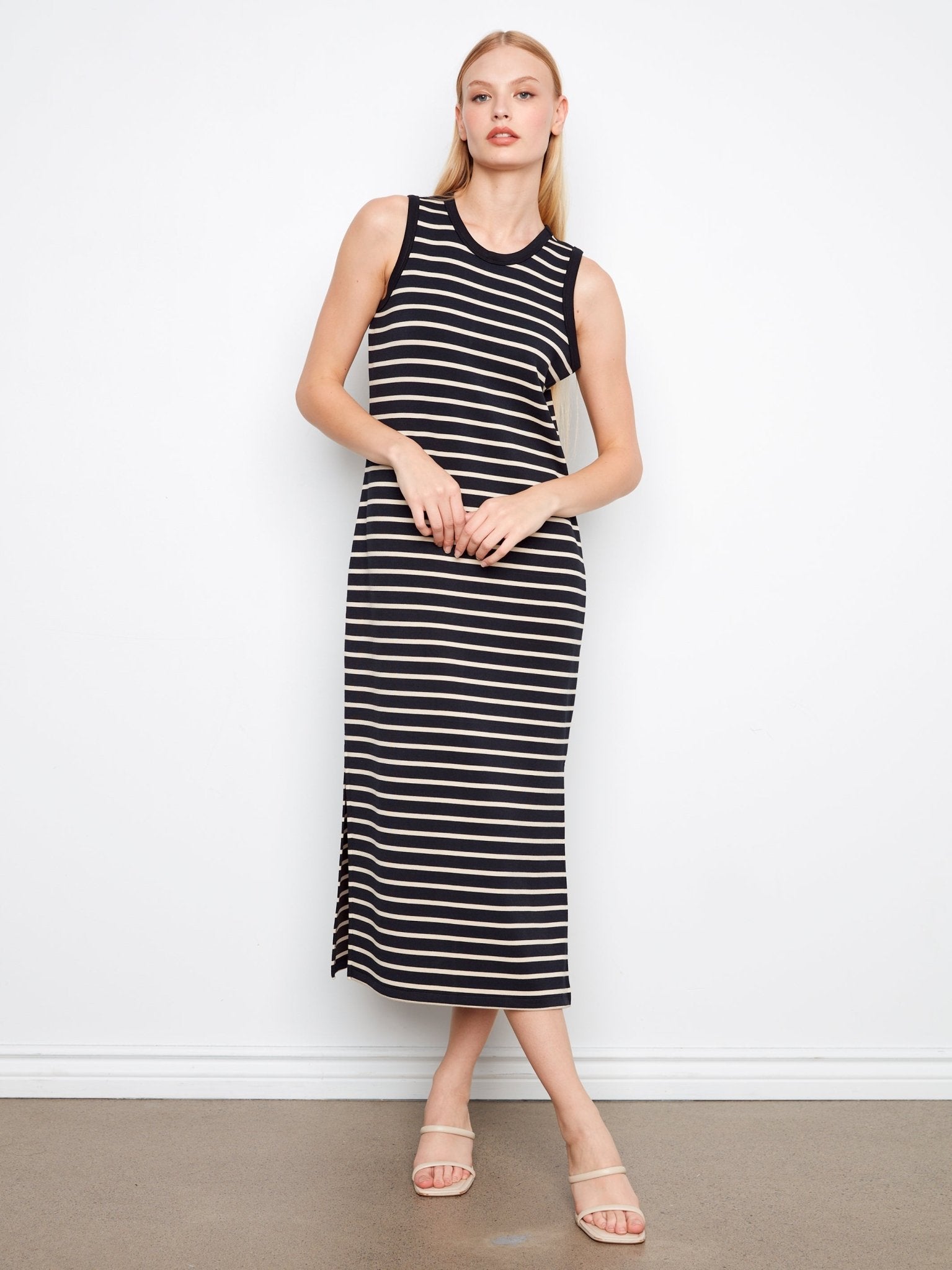 Scuba Sleeveless Striped Yarn Dye Dress - Charlie B - 690178720109 - Sugar River Shoppe - 