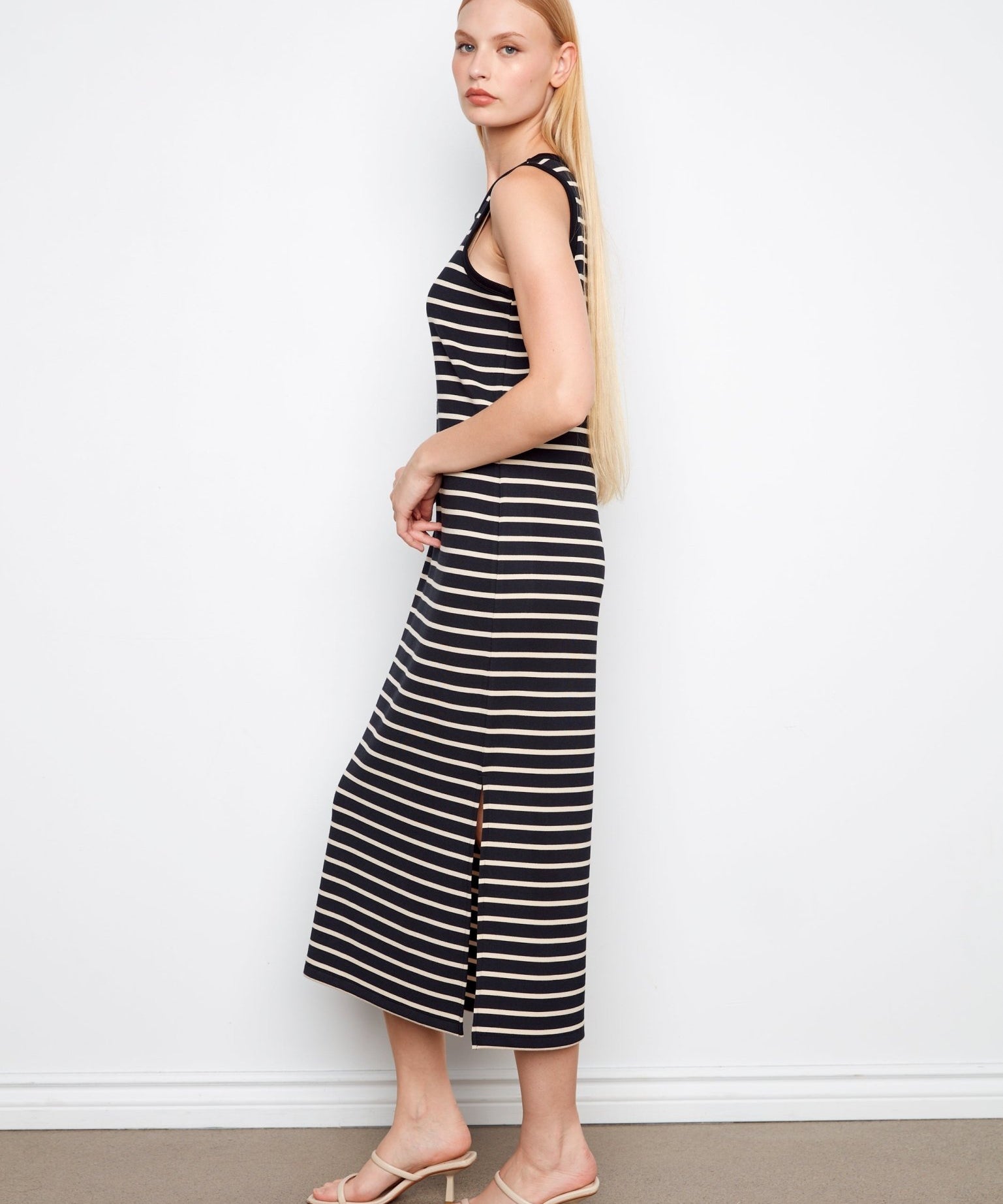 Scuba Sleeveless Striped Yarn Dye Dress - Charlie B - 690178720109 - Sugar River Shoppe - 
