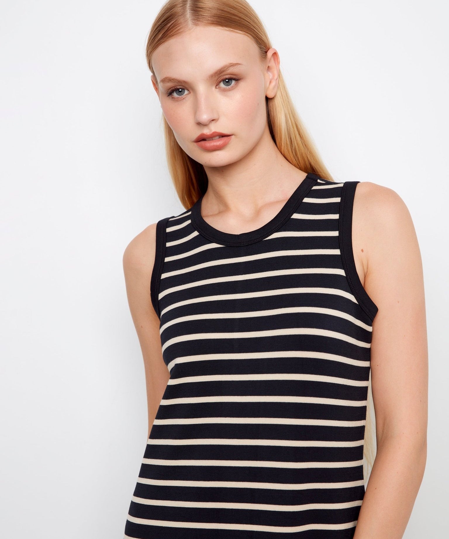 Scuba Sleeveless Striped Yarn Dye Dress - Charlie B - 690178720109 - Sugar River Shoppe - 
