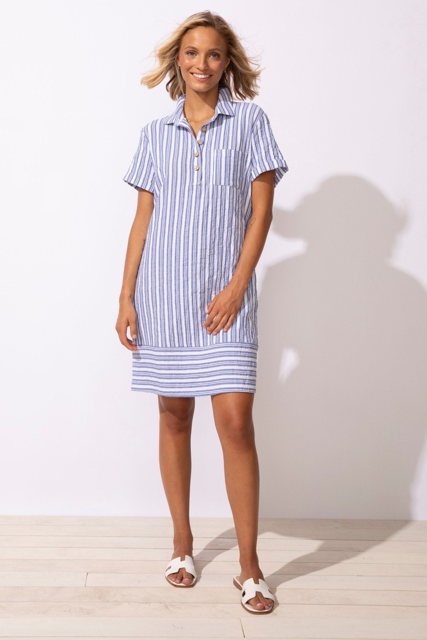 Seaport Stripe Shirt Dress - Habitat - 194451661061 - Sugar River Shoppe - 