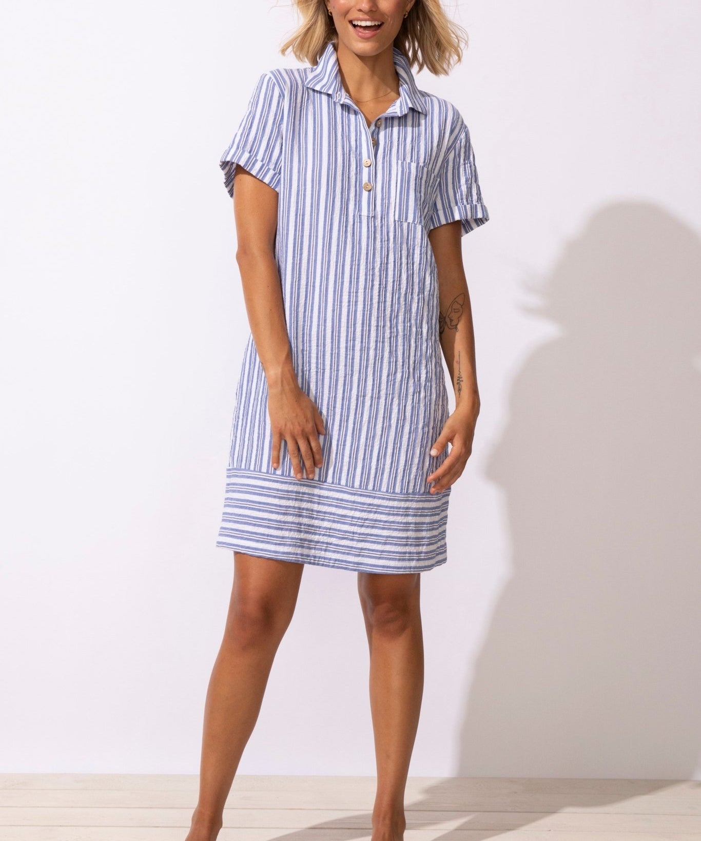 Seaport Stripe Shirt Dress - Habitat - 194451661061 - Sugar River Shoppe - 